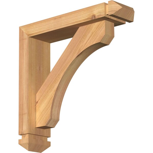 Ekena Millwork Legacy Arts and Crafts Smooth Bracket w/ Offset Brace, Western Red Cedar, 3 1/2"W x 14"D x 14"H BKT0402X14X14LEC03SWR - main